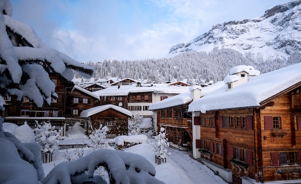 Snow-covered chalet at Alpine Vista Resort